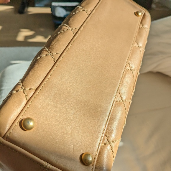 Auth. Chanel Beige Lambskin Wild Stitch Bowling Bag/Shoulder Bag - Picture 13 of 15